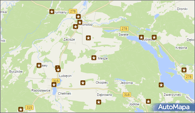 mapa Mesze, Mesze na mapie Targeo