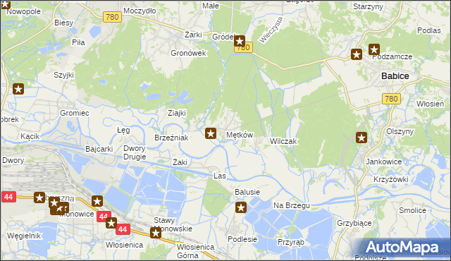 mapa Mętków, Mętków na mapie Targeo