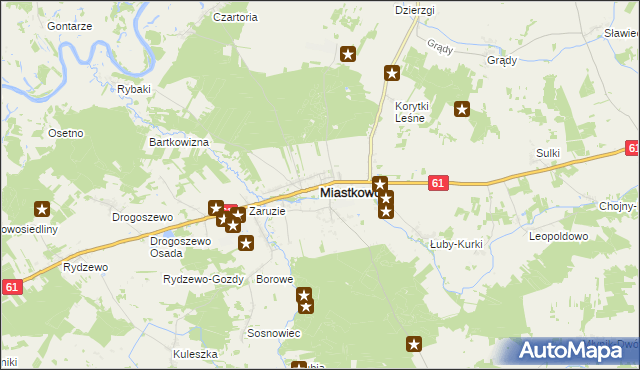 mapa Miastkowo, Miastkowo na mapie Targeo