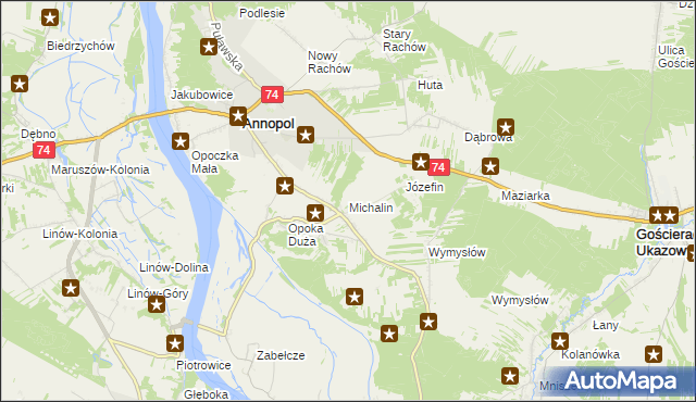 mapa Michalin gmina Annopol, Michalin gmina Annopol na mapie Targeo