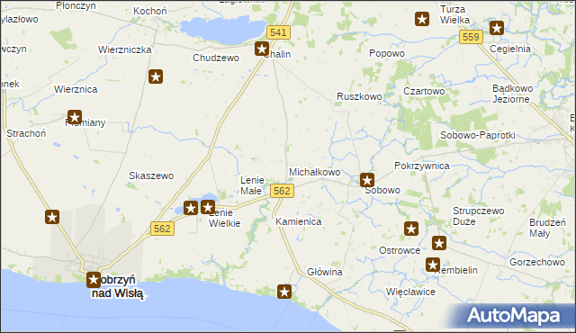 mapa Michałkowo gmina Dobrzyń nad Wisłą, Michałkowo gmina Dobrzyń nad Wisłą na mapie Targeo