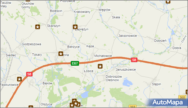 mapa Michałowice gmina Długołęka, Michałowice gmina Długołęka na mapie Targeo