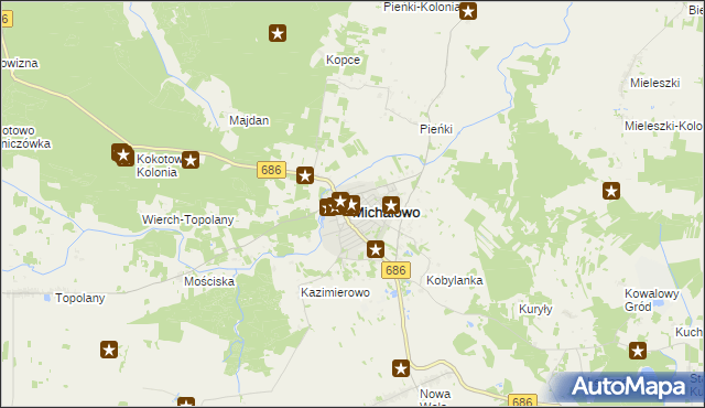 mapa Michałowo powiat białostocki, Michałowo powiat białostocki na mapie Targeo