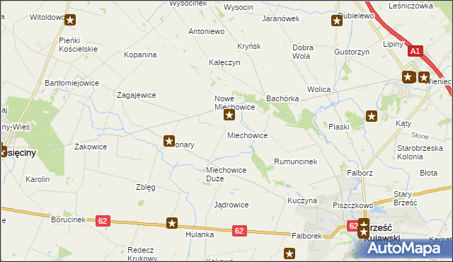 mapa Miechowice gmina Brześć Kujawski, Miechowice gmina Brześć Kujawski na mapie Targeo