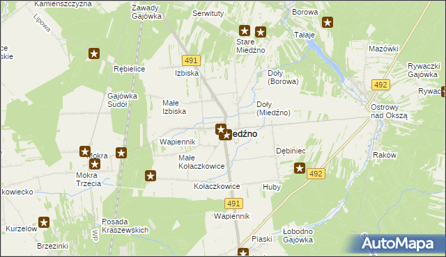 mapa Miedźno powiat kłobucki, Miedźno powiat kłobucki na mapie Targeo