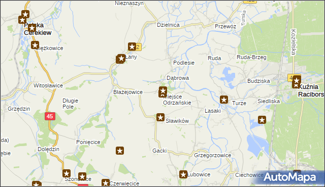 mapa Miejsce Odrzańskie, Miejsce Odrzańskie na mapie Targeo