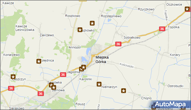mapa Miejska Górka, Miejska Górka na mapie Targeo