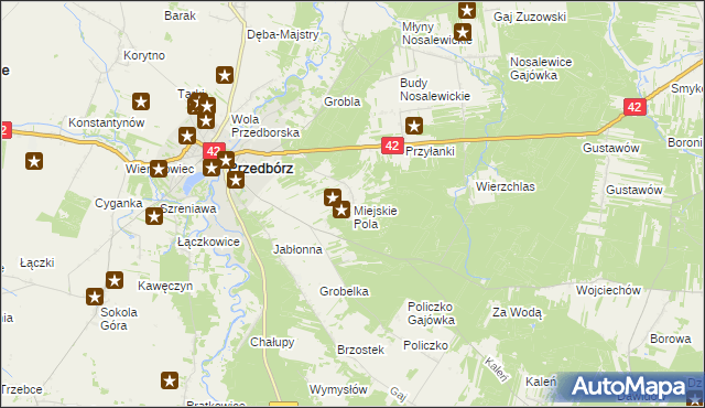 mapa Miejskie Pola, Miejskie Pola na mapie Targeo