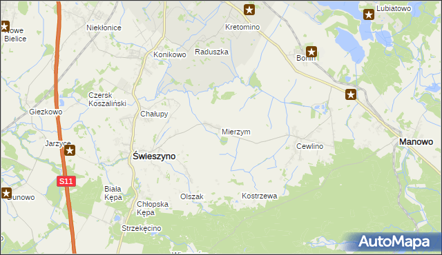 mapa Mierzym, Mierzym na mapie Targeo