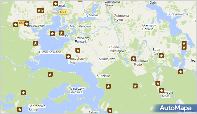 mapa Mikołajewo gmina Krasnopol, Mikołajewo gmina Krasnopol na mapie Targeo