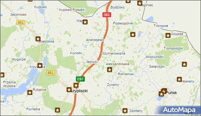 mapa Mikołajówka gmina Szypliszki, Mikołajówka gmina Szypliszki na mapie Targeo