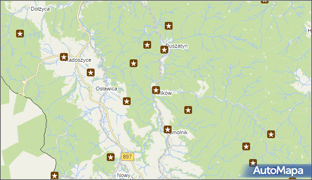mapa Mików gmina Komańcza, Mików gmina Komańcza na mapie Targeo