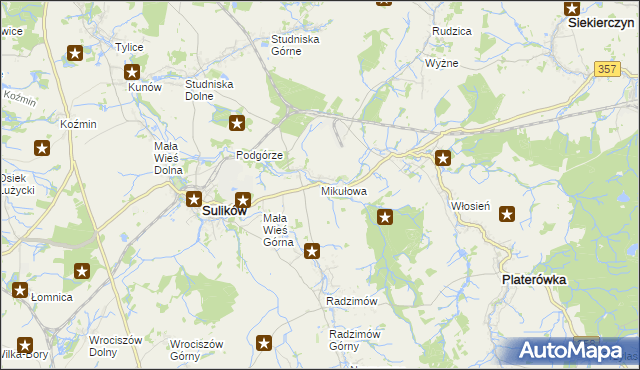 mapa Mikułowa, Mikułowa na mapie Targeo