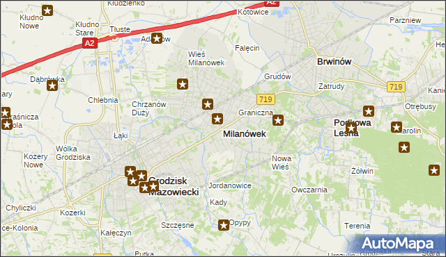 mapa Milanówek, Milanówek na mapie Targeo