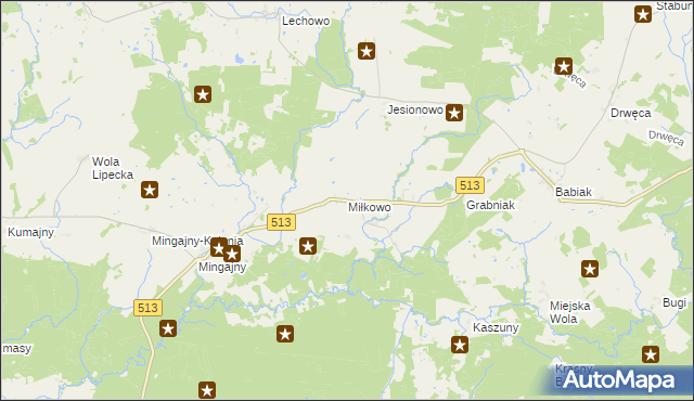 mapa Miłkowo gmina Orneta, Miłkowo gmina Orneta na mapie Targeo