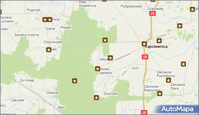 mapa Miłolas, Miłolas na mapie Targeo