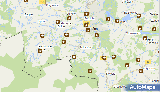 mapa Miłoszów, Miłoszów na mapie Targeo