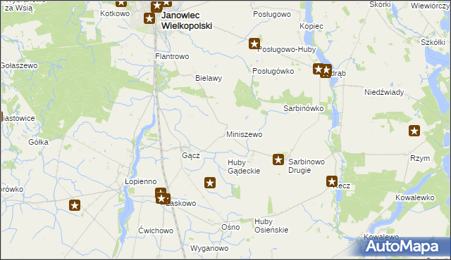 mapa Miniszewo, Miniszewo na mapie Targeo