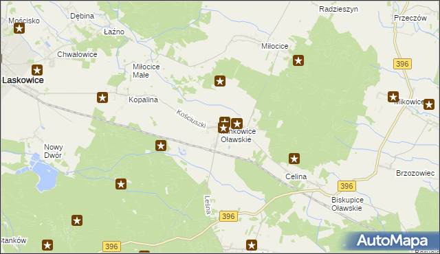 mapa Minkowice Oławskie, Minkowice Oławskie na mapie Targeo