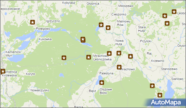 mapa Mirachowo Leśniczówka, Mirachowo Leśniczówka na mapie Targeo
