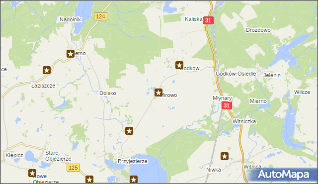 mapa Mirowo gmina Moryń, Mirowo gmina Moryń na mapie Targeo