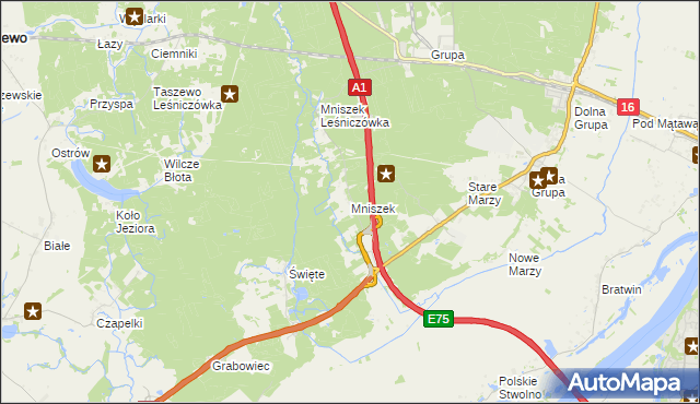mapa Mniszek gmina Dragacz, Mniszek gmina Dragacz na mapie Targeo