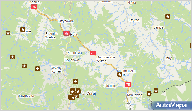 mapa Mochnaczka Wyżna, Mochnaczka Wyżna na mapie Targeo