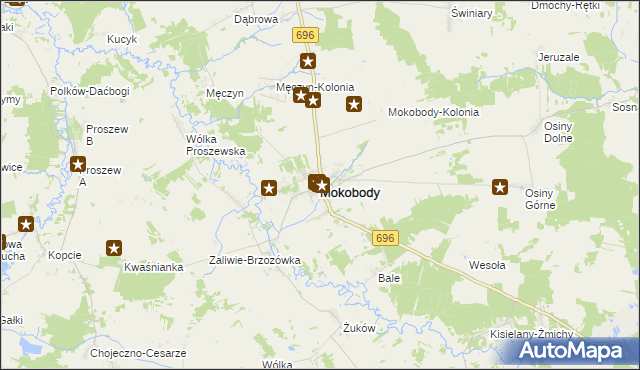 mapa Mokobody, Mokobody na mapie Targeo