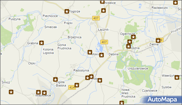 mapa Mokra gmina Biała, Mokra gmina Biała na mapie Targeo