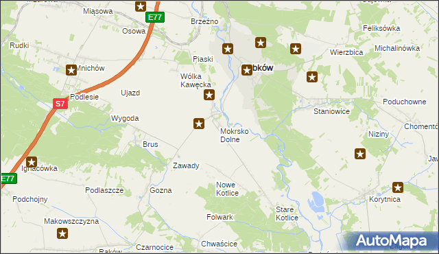 mapa Mokrsko Dolne, Mokrsko Dolne na mapie Targeo