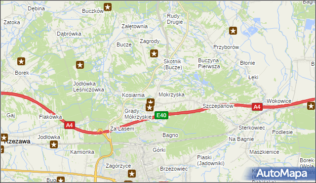 mapa Mokrzyska, Mokrzyska na mapie Targeo