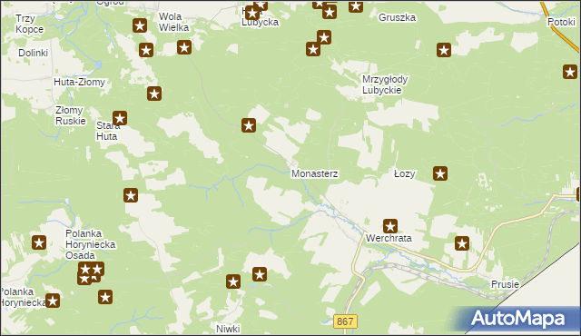 mapa Monasterz, Monasterz na mapie Targeo