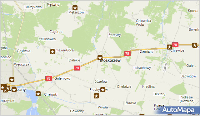 mapa Moskorzew, Moskorzew na mapie Targeo