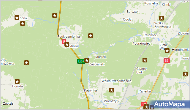 mapa Mostek gmina Wasilków, Mostek gmina Wasilków na mapie Targeo
