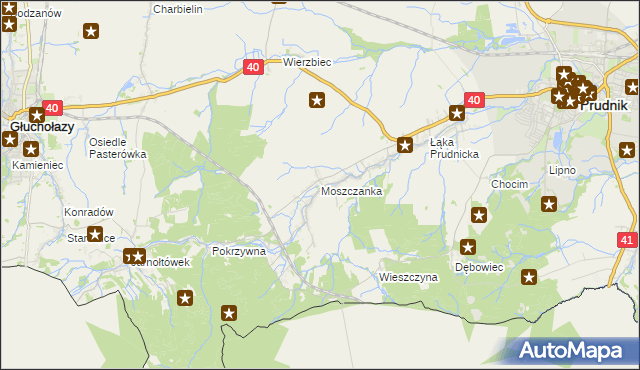 mapa Moszczanka gmina Prudnik, Moszczanka gmina Prudnik na mapie Targeo