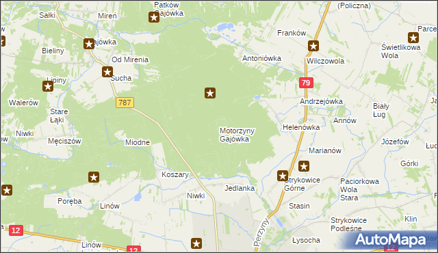 mapa Motorzyny Gajówka, Motorzyny Gajówka na mapie Targeo