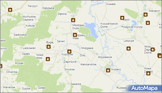 mapa Mozgawa, Mozgawa na mapie Targeo