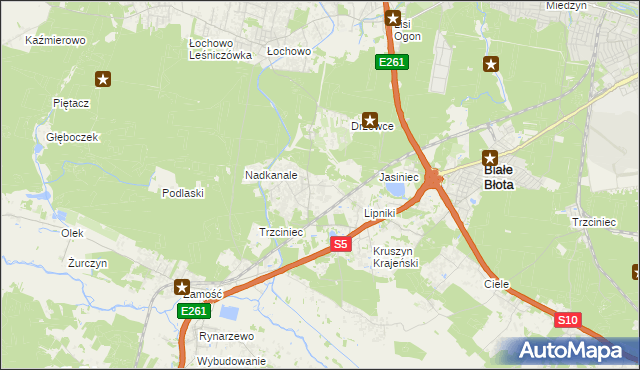 mapa Murowaniec gmina Białe Błota, Murowaniec gmina Białe Błota na mapie Targeo