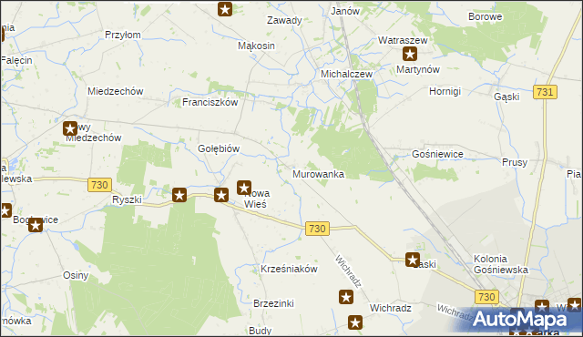 mapa Murowanka gmina Warka, Murowanka gmina Warka na mapie Targeo