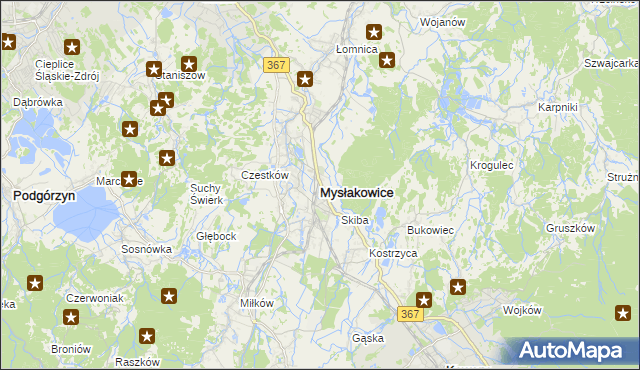 mapa Mysłakowice, Mysłakowice na mapie Targeo