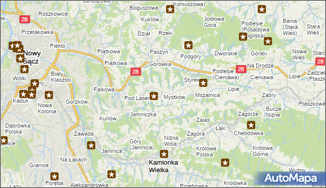 mapa Mystków, Mystków na mapie Targeo
