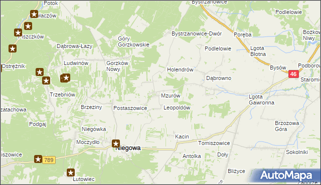 mapa Mzurów, Mzurów na mapie Targeo