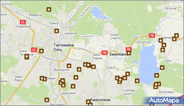 mapa Nakło Śląskie, Nakło Śląskie na mapie Targeo
