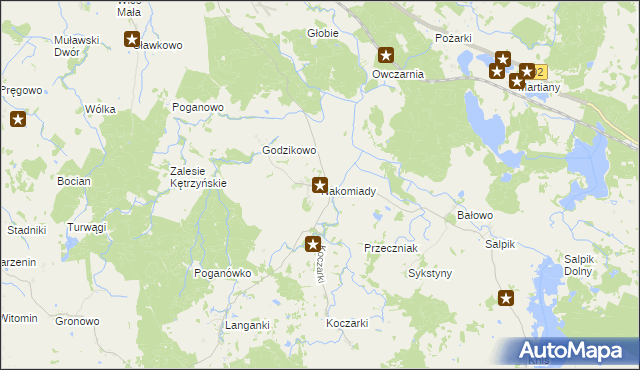 mapa Nakomiady, Nakomiady na mapie Targeo