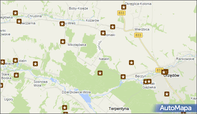 mapa Natalin gmina Urzędów, Natalin gmina Urzędów na mapie Targeo