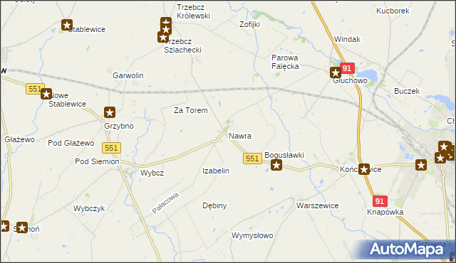 mapa Nawra gmina Chełmża, Nawra gmina Chełmża na mapie Targeo