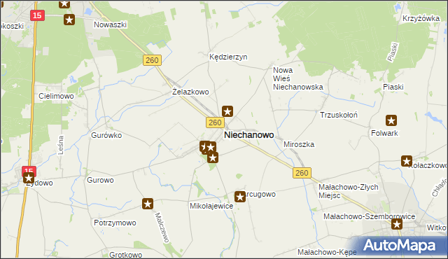 mapa Niechanowo, Niechanowo na mapie Targeo