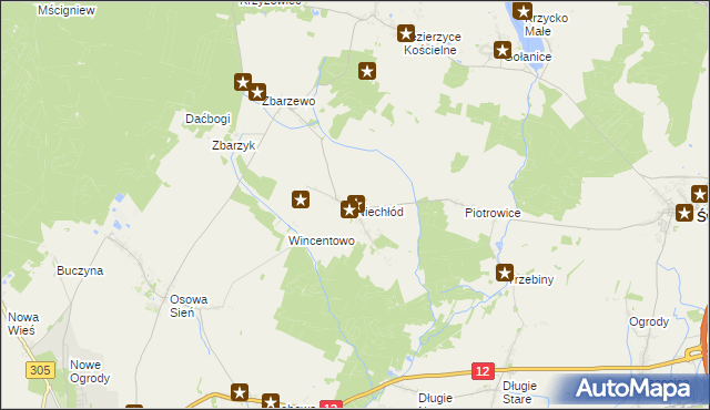 mapa Niechłód, Niechłód na mapie Targeo
