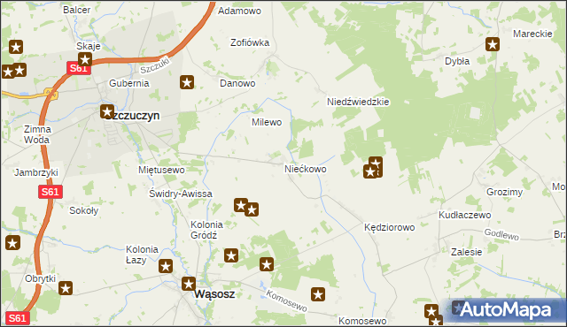 mapa Niećkowo, Niećkowo na mapie Targeo
