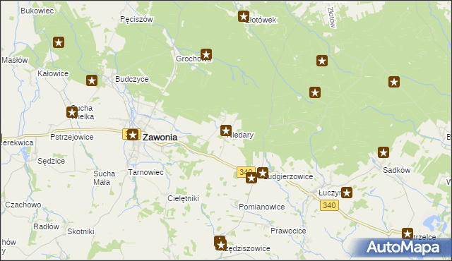 mapa Niedary gmina Zawonia, Niedary gmina Zawonia na mapie Targeo